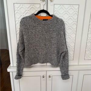 Topshop Gray Knit Sweater with Orange Detail